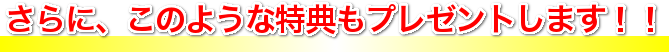 さらに、このような特典もプレゼントします！！