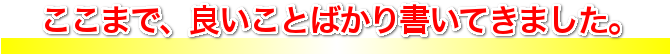 ここまで、良いことばかり書いてきました。